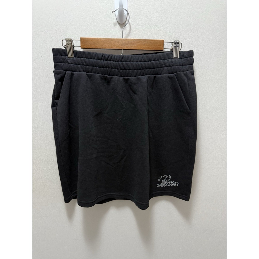 PUMA Graceful Fitted Mini Skirt Black Women's Size M Elastic Waist Logo NWT